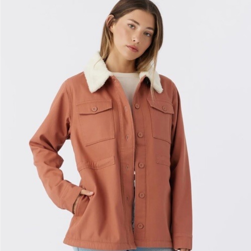 Womens Rust Sherpa Collar Jacket